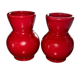 Crate & Barrel Set of 2 Small Red Vases, NWT